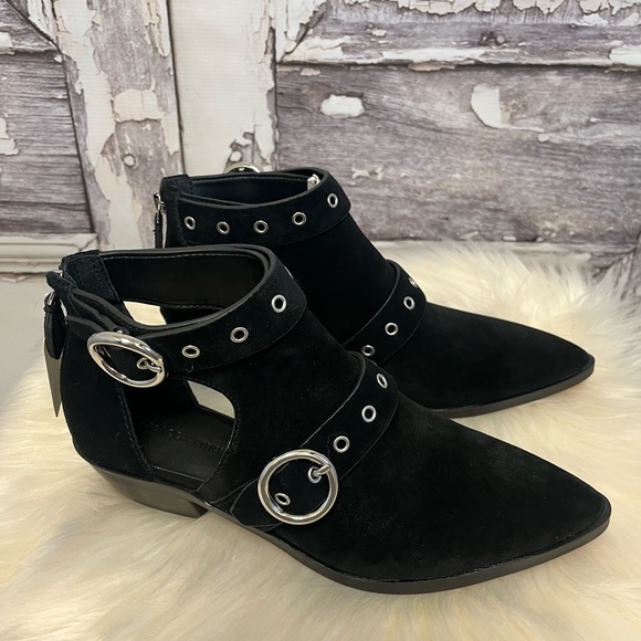 Rebecca Minkoff Kianna Black Suede Booties Size 8 1/2 - Picture 4 of 7